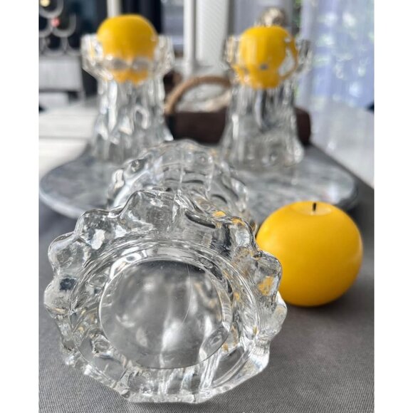 3-Vintage Ingrid Glashutte glass bark vase/candle holders made in Germany - Picture 5 of 5